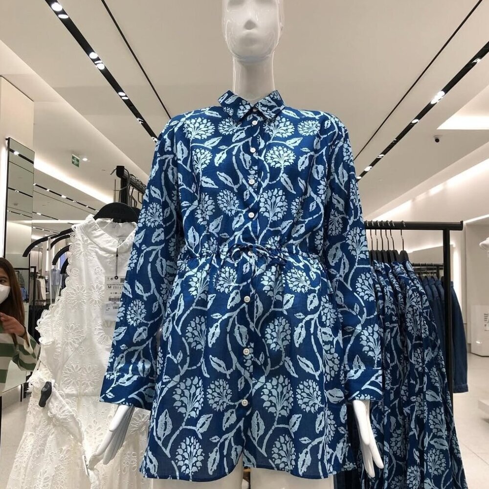 Zara Printed Short Dress Raw Size S 6895 064 400